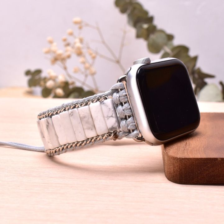 โบฮีเมียนหินธรรมชาติเชือกเคลือบขี้ผึ้งสานจักระสายคาด-apple-watch-38-45มม-สำหรับ-iwatch-series-1-7สายรัดข้อมือมังสวิรัติ-carterfa