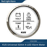 ใหม่ KUS 52มิลลิเมตรปลุกวัดเมตร9 ~ 32โวลต์โวลต์น้ำมันน้ำอุณหภูมิตรวจสอบเครื่องยนต์4 LED ปลุกตัวบ่งชี้วัดพอดีรถเรือที่มีแสงไฟ