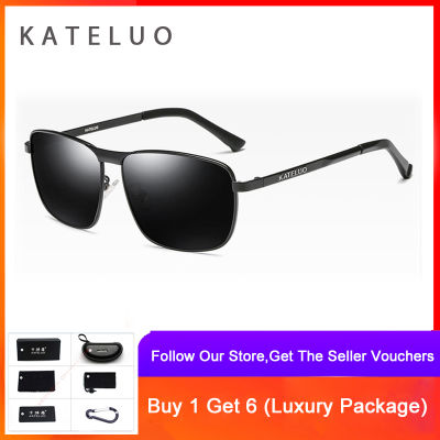KATELUOแว่นกันแดดโพลาไรซ์สำหรับผู้ชาย,แว่นตากันแดดทำจากอัลลอยด์อุปกรณ์แว่นตา63728