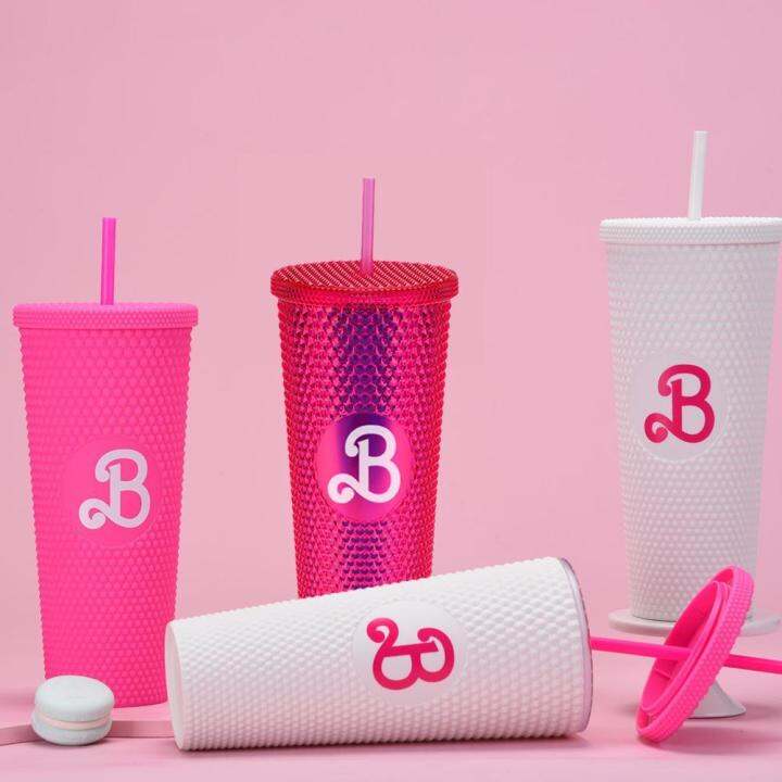 barbie-movie-peripheral-accompanying-cup-750ml-acrylic-water-barbie-with-pink-cup-straw-o3i4