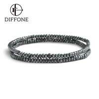 【CW】 Diffone 2pcs/pair 4mm Men Real Hematite Stone Braslet Distance Paired Braclet Male Accessories Pulseira