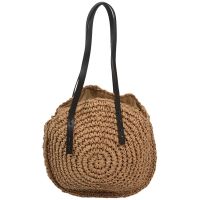 Handmade Round Shoulder Bag For Women Female Handbag Summer Bohemian Beach Bags Hand-Woven Circular Travel Tote