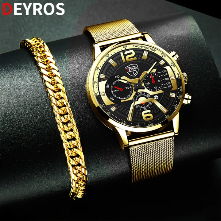 [Free Gold Bracelet] Original DEYROS Top Brand Men's Watches Fashion