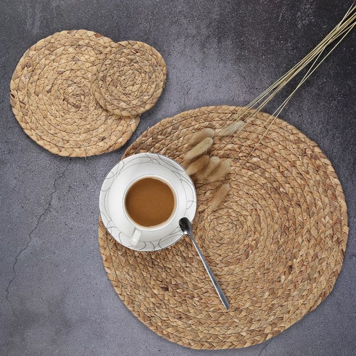 2pcs-natural-water-gourd-woven-placemat-round-woven-rattan-table-mat-water-gourd-placemat-tropical-wedding
