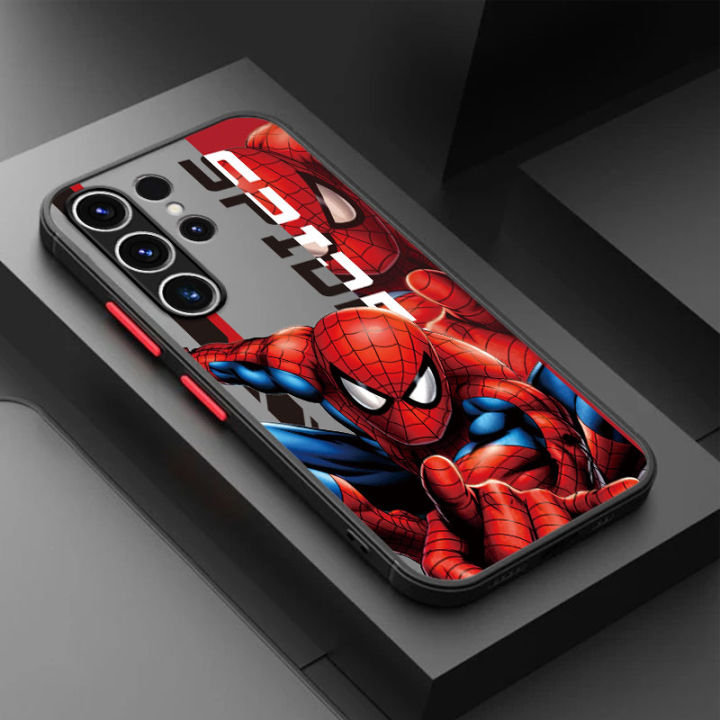 marvel-spider-man-phone-case-for-samsung-s23-ulrta-s22-5g-s21-fe-s20-plus-s10e-silicone-edge-cover-matte-pc-capa-black-panther-phone-cases