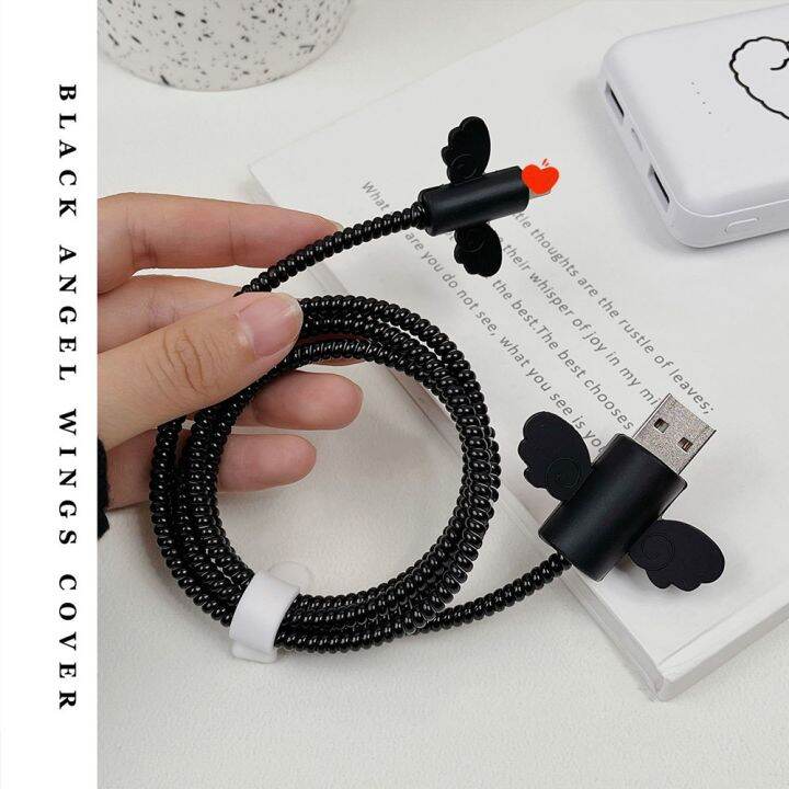 ที่ม้วนสายข้อมูลซิลิโคนป้องกันปีกสายไฟคละสีป้องกัน-usb-สำหรับระบบแอนดรอยด์ชนิด-c-สายชาร์จป้องกันปีก