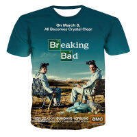 2023ฤดูร้อนใหม่ใหม่เสื้อยืดผู้ชาย Breaking Bad 3D พิมพ์แขนสั้น T เสื้อแห้งเร็ว Breathable เสื้อผ้าผู้ชายเสื้อผ้า