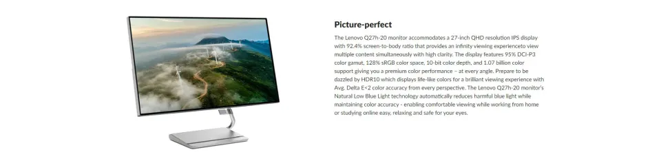 Lenovo Q27H-20 27-Inch QHD IPS Flat Panel Monitor | Lazada PH