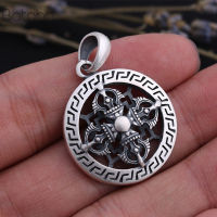 Real s990 pure silver buddhist diamond pendant male retro ethnic style good luck Ward off evil silver jewelry man pendant