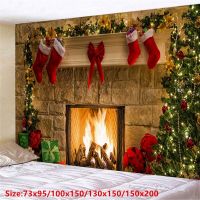 Christmas Backdrop Wall Christmas Gifts Fireplace Tapestry Tree Xmas Red Socks Tapestry Room Bedroom Dorm Home Decor 95x73cm Knitting  Crochet