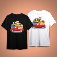 เสื้อยืดคอกลม สกรีนลาย CLASSIC CAR แขนสั้น  ผ้า COTTON 100%