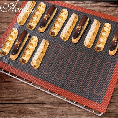 【hot】 Aomily 30x40cm Sided Printing Baking Silicone Non Stick Pastry Oven Perforated  Sheet Tools