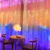 ZZOOI LED Rainbow Curtain Lights Fairy Garland on the Window USB Light String Christmas Bedroom Living Room Decoration 1.5*2/3*2.8 M