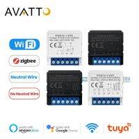 AVATTO Tuya WiFi Zigbee Smart Light Switch Module No Neutral Wire 2 Ways Control Mini DIY Breaker Work for Alexa  google home Power Points  Switches S