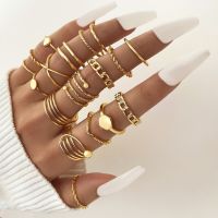 【CW】 Boho Gold Color 18pcs Rings Set Women  39;s 2023 Jewelry