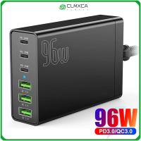 แท่นชาร์ตชาร์ตเร็วโทรศัพท์มือถือ CLMXCA QC 3.0อะแดปเตอร์ชาร์จในรถยนต์96W ชาร์จเร็ว6พอร์ต