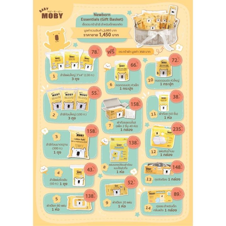 baby-moby-welcome-gift-basket-เซ็ตตะกร้าเยี่ยมคลอด-ของขวัญเยี่ยมคลอดครบเซตใช้ได้ทั้งคุณลูกและคุณแม่-พร้อมของแถมอีกเพียบ