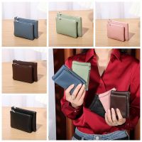 DHDFH สีทึบ Dompet Koin หนังสั้นมีซิปความจุมากกระเป๋าสตางค์แบบถอดได้สองชั้นแบบพกพากระเป๋าสตางค์ง่ายสำหรับผู้หญิง/ผู้ชาย