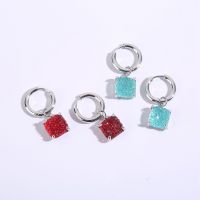 Ice Candy Crystal Dangle Earring Square Zircon Stone Earring Women Geometric S925 Ear Pin Party Bridal Jewelry