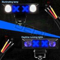 LED ปอตไลท์รถจักรยานยนต์โคมไฟเตือนหัวสีฟ้าไฟทำงานกลางวันสำหรับรถมอเตอร์ไซด์รถ A U สกูตเตอร์ถนนสกปรกจักรยานรถกระบะรถบัส