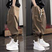 Fashion Brand Breasted Work Dress Foot Pants Mens Fashion Korean Version Of Solid Color Casual  With Breathable Haren Pants