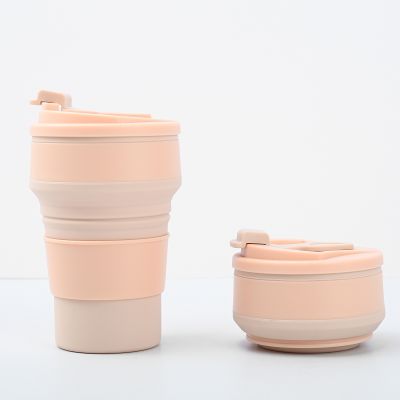 【High-end cups】 500มิลลิลิตรพับถ้วยซิลิโคนขวดน้ำแบบพกพากีฬาที่มีซิลิโคนฟางถ้วยกาแฟแก้วดื่มพับพับตั้งแคมป์