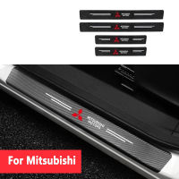 4PCS สติกเกอร์รถคาร์บอนไฟเบอร์ประตู Sill Protector Auto เกณฑ์ป้องกันสติกเกอร์สำหรับ Mitsubishi Xpander Mirage Strada Montero Sport Pajero L300