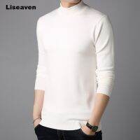 Liseaven Men Cashmere Sweaters Full Sleeve Pull Homme Solid Color Pullover Sweater Mens Tops