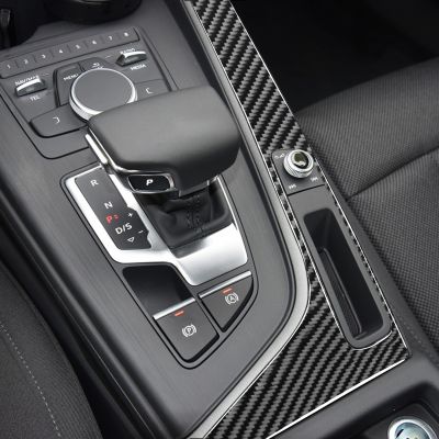 Auto Interior Carbon Fiber Car Gear Shift Side Panel Stickers Decoration Trim Decal LHD RHD For Audi A4 B9 RS4 S4 2017 2018 2019