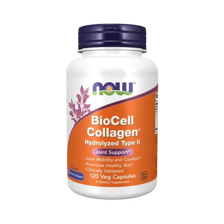 NOW FOODS Supplements, BioCell Collagen® Hydrolyzed Type II, Clinically Validated, 120 Veg Capsules