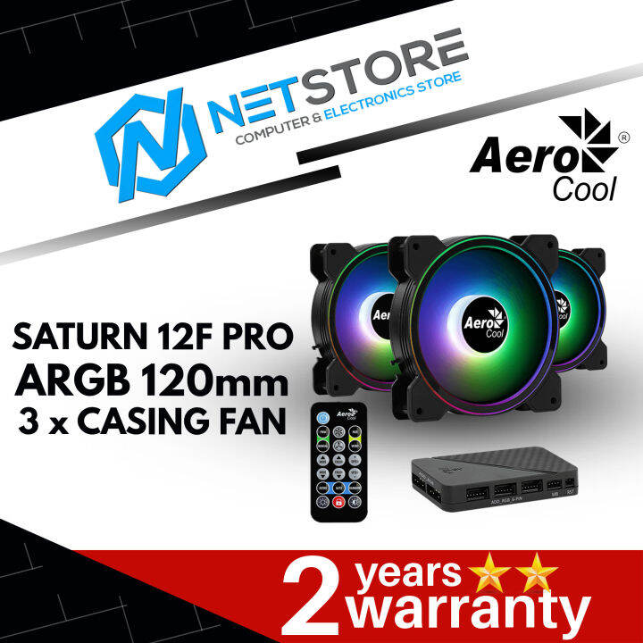 AEROCOOL SATURN 12F PRO ARGB 120mm 3 x CASING FAN WITH 6-PIN CONNECTOR ...