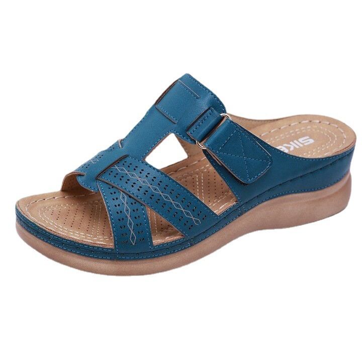 cross-border-womens-shoes-2023-summer-new-one-line-hollow-peep-toe-wedge-velcro-sandals-womens-large-size-womens-shoes