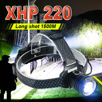 Xhp220ไฟหน้าทรงพลัง18650 Xhp90พลังงานสูงไฟหน้ารถมอเตอร์ไซค์แบบ LED ไฟคาดหัวแบบชาร์จไฟได้ไฟฉายรัดศีรษะโคมไฟสำหรับการตั้งแคมป์ตกปลา