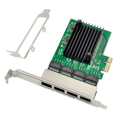 RJ45 4-Port Gigabit Network Card Spare Parts Ethernet Server PCIE Network Card Adapter PCI-E X1 Interface