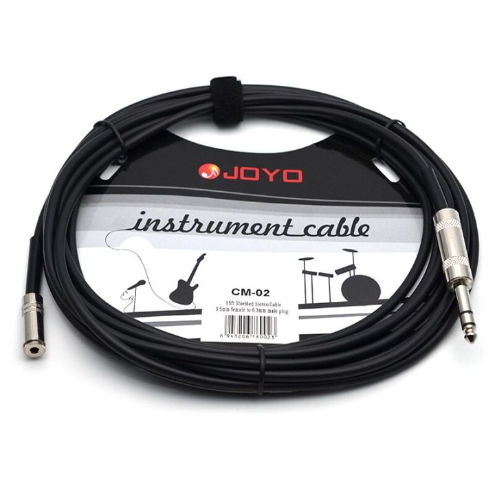 joyo-instrument-cable-cm-02-shielded-stereo-cable-3-5mm-female-to-6-3mm-male-plug-15ft-black