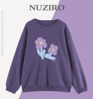 NUZIRO เสื้อสเวตเชิ้ด ลายดอกไม้ แขนยาว ทรงหลวม สไตล์เกาหลี สําหรับผู้หญิง #A1922