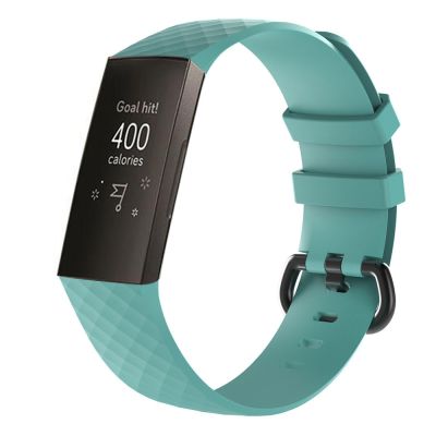สายนาฬิกาข้อมือซิลิโคนลายเพชรสำหรับ Fitbit Charge 3ชิ้นเล็ก190*18มม. (สีเขียวอ่อน)