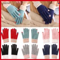 ZHEZHE Winter Arrival Elastic Soft Cute Cartoon Knitted Gloves Touch Screen Mittens Thicken Warm Full Finger