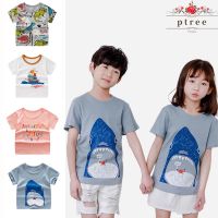 【คุณภาพสูง】2-15 Years Boys Girls Shirts Tshirts Childrens Fashion Loose Print Girls T Shirts