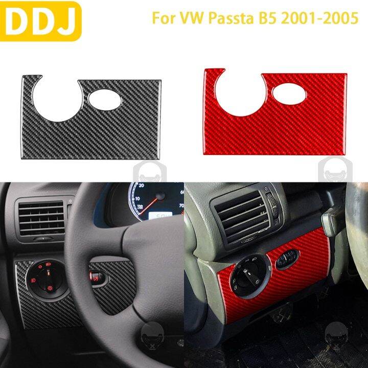 สำหรับ-volkswagen-passat-b5-2001-2002-2003-2004-2005อุปกรณ์เสริมคาร์บอนไฟเบอร์ภายในรถไฟหน้าสวิทช์สติกเกอร์ตกแต่ง