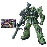 Bandai Gunpla ชุดประกอบโมเดลภาพอนิเมะ HG 1/144 MS-06C-6/R6 Zaku 2โมเดลหุ่นยนต์ของแท้สำหรับเด็กหุ่นของเล่นตุ๊กตาต่อสู้