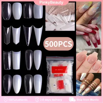 Set of 24 Artificial Reusable Nails in Crystals with rustic tips with glue