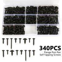 Pan Head Tapping Screw Cross Head M3/M4/M3.5/M4.8 Self Tapping Screw Set Assortment Kit Black Furniture Carbon Steel