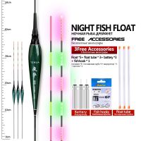 3PCS Electric Floats+3 CR425+3 Float Tubes+1 Bag Hooks Luminous Buoy Vertical Luminous Buoy Lake River Bobber Fishing Tackle Accessories