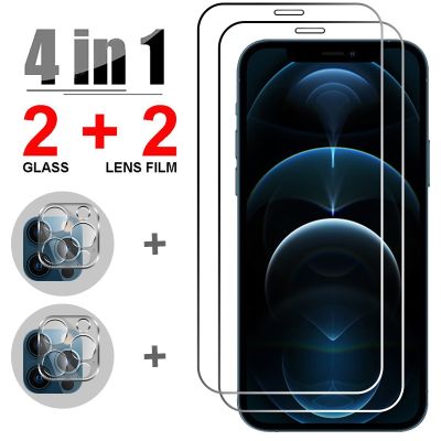4 IN 1 Tempered Glass for iPhone 13 12 11 Pro Max Camera Lens Film for iPhone 12 13 Mini XS XR SE 2020 7 8 Plus