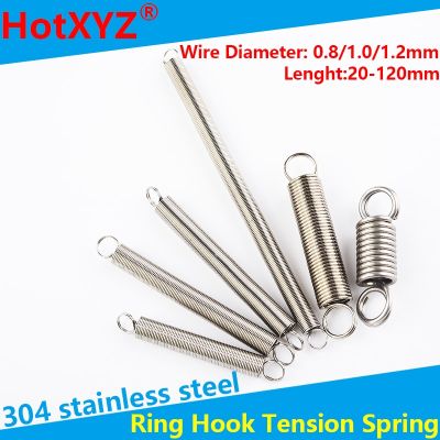 O Ring Hook Coil Cylindroid Helical Extension Pullback Tension Spring 304 Stainless Steel Wire Diameter 0.8mm 1.0mm 1.2mm Electrical Connectors