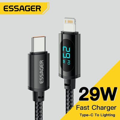 Essager USB Type C สายสำหรับ iPhone 14 13 12 11 Pro Max XS Xr PD 29W ที่ชาร์จชาร์จเร็วสาย iPad Macbook ไลท์นิ่ง