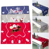 DD Store Christmas Decoration Cloth Art Santa Claus Embroidered Table Flag Christmas Tablecloth
