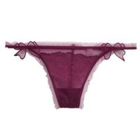 Annebra Panty กางเกงชั้นในแอนบรา ทรงจีสตริง G-STRING รหัสสินค้า AU3-776 ผ้าซีทรูตกเเต่งลายดอกไม้ สีเทาฟ้า, สีเลือดหมู