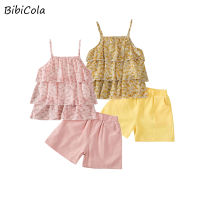 Fashion summer girl floral blouse shorts suit baby camisole pants two-piece suit casual vacation clothes